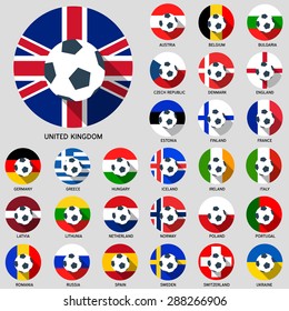 Europe Football Flag Flat icon with Long Shadow