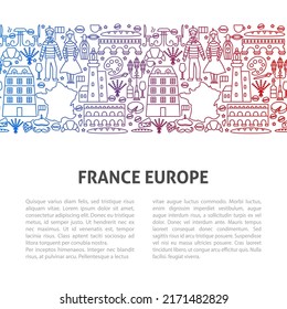 Europe France Line Template. Vector Illustration of Outline Design.