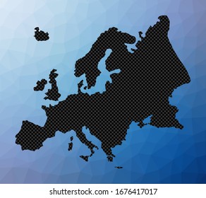 Mapa geométrico europeo. Forma de esténcil de Europa en estilo de polos bajos. Ilustración vectorial del continente artístico.