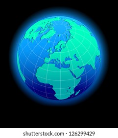 Europe Global World in Space - Vector Map Icon of the world Globe