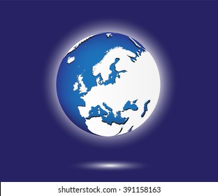 Europe globe. Earth globe vector illustration.