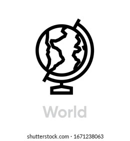 Europe globe on a stand icon. Contour continent editable line vector. Simple isolated single sign. Pictogram for web site, mobile application.