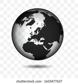 Vektorillustration in Europa - Globale Vektorillustration der Erde mit Schwerpunkt auf Europa Kontinent