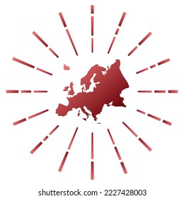 Europa sorgte für einen Sonnenbrand. Karte des Kontinents mit bunten Sternchen. Europa-Illustration in den Bereichen Digitaltechnik, Technologie, Internet, Netzwerkstil. Vektorgrafik.