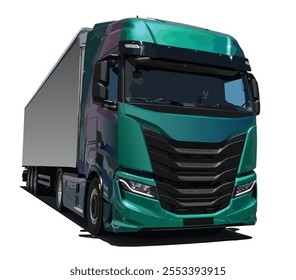 Europe green car truck art 3d render new design box sell poster banner logo sign icon symbol identity king road driver front view vector template white isolated background
