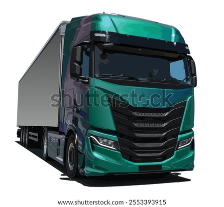 Europe green car truck art 3d render new design box sell poster banner logo sign icon symbol identity king road driver front view vector template white isolated background
