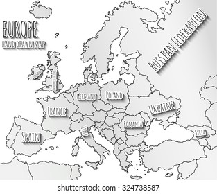 Europe hand drawn map.