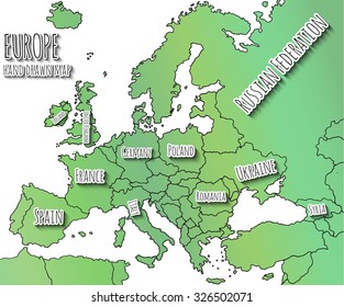 Europe hand drawn map.