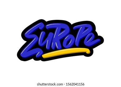 Europe hand drawn modern brush lettering. Vector illustration logo text for webpage, print and advertising