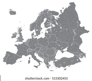 Europa vetorial mapa político alto detalhado com regiões fronteiras