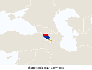 Europe with highlighted Armenia map. Vector Illustration.
