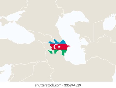 Europe with highlighted Azerbaijan map. Vector Illustration.
