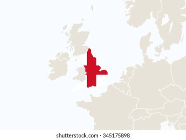 Europe with highlighted England map. Vector Illustration.
