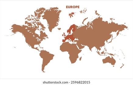 Europe highlighted on world map-04, Map of Europe, highlighted on the world map, Europe on the world map, Satellite view, Europe location on the globe.