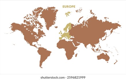 Europe highlighted on world map-10, Map of Europe, highlighted on the world map, Europe on the world map, Satellite view, Europe location on the globe.