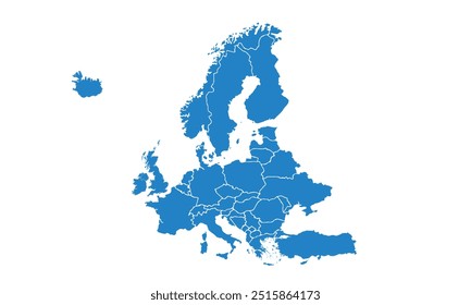 Europe - Highly Detailed Colored Vector Map of the Europe.