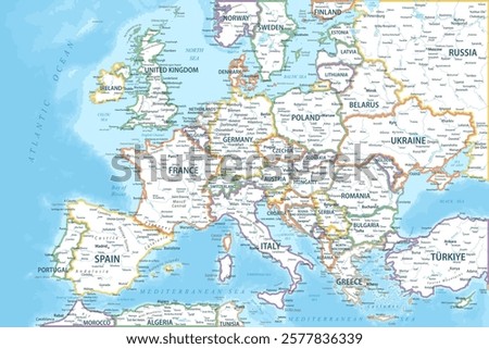 Europe - Highly Detailed Colored Vector Map of the Europe. Ideally for the Print Posters