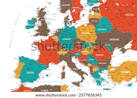 Europe - Highly Detailed Colored Vector Map of the Europe. Ideally for the Print Posters