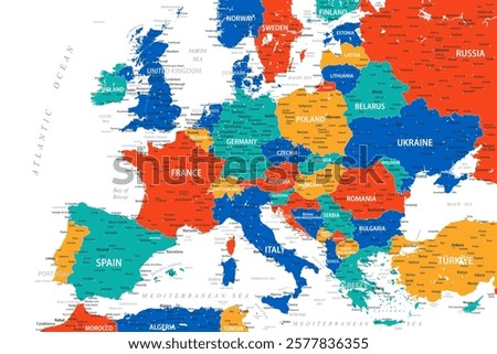 Europe - Highly Detailed Colored Vector Map of the Europe. Ideally for the Print Posters