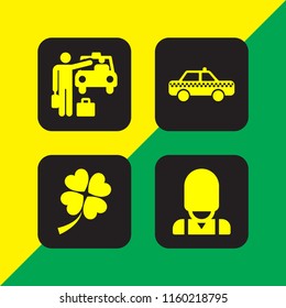 europe icon. 4 europe set with england, four leaf clover and taxi vector icons for web and mobile app