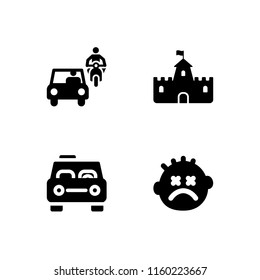 europe icon. 4 europe set with stunned, taxi, traffic and fortress vector icons for web and mobile app