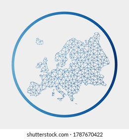 Icono de Europa. Mapa de red del continente. Signo de Europa redonda con anillo de gradiente. Tecnología, internet, red, concepto de telecomunicaciones. Ilustración vectorial.