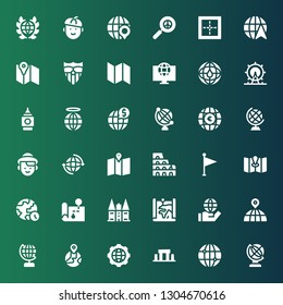 europe icon set. Collection of 36 filled europe icons included Global, World, Stonehenge, Earth globe, Globe, Map, Holsten, Flag, Colosseum, Earth, Dutch, Planet earth, Big ben