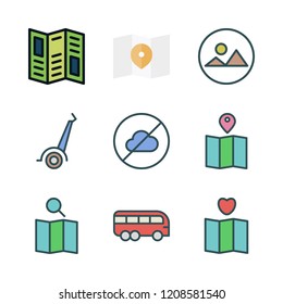 europe icon set. vector set about landscape, map, cloudless and segway icons set.