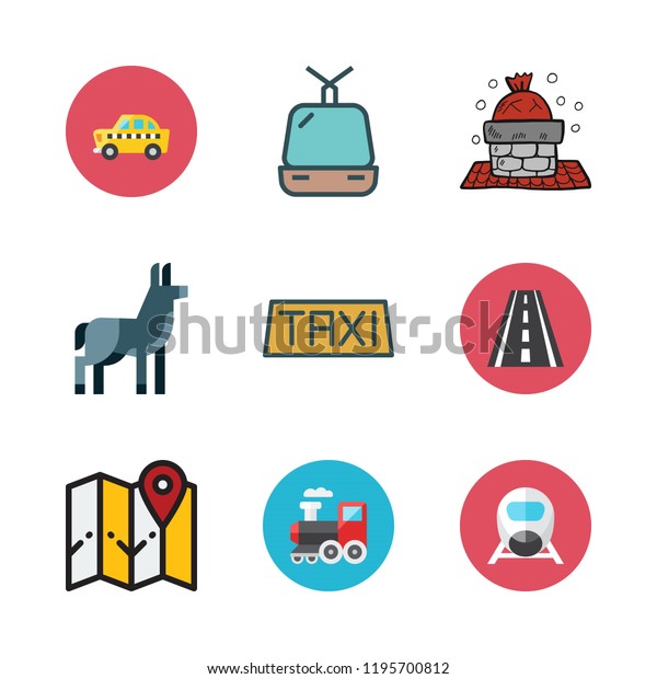 europe icon set. vector set about map, cable\
car cabin, road and chimney icons\
set.