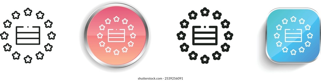 Icono de Europa. Diseño de estilo lineal delgado, regular y de Botón aislado sobre fondo blanco