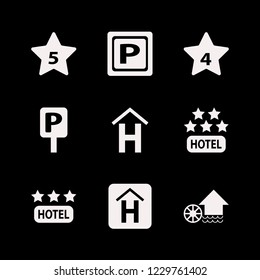 europe icon. europe vector icons set hotel five stars, hotel sign, parking sign and hotel four stars