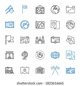 europe icons set. Collection of europe with map, flags, global, earth, globe, temple of apollo, pierrade, flag, planet earth. Editable and scalable europe icons.