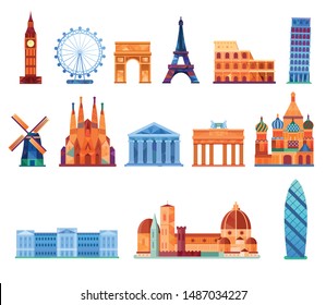 Europe landmark, Vector infographic elements.