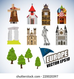 Europe Landmarks - Vector Illustration