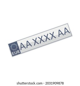 Europe license plate flat icon on white background vector illustration