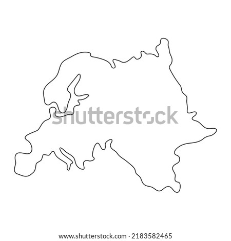 Europe line continent. Europe linear map. Vector isolated on white.