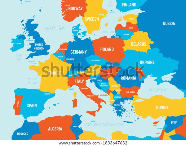 Europe Map 4 Bright Color Scheme Stock Vector (Royalty Free) 1833647632 ...