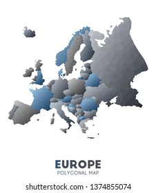 Europe Map. Actual low poly style continent map. Incredible vector illustration.