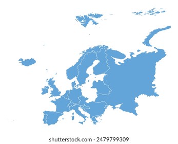 europe map area isolated white background