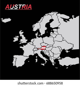 EUROPE MAP WITH AUSTRIA VECTOR
