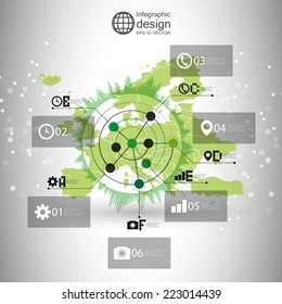 Europe map background vector, infographic design illustration for communication.