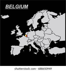 EUROPE MAP WITH BELGIUM VECTOR