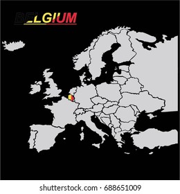 EUROPE MAP WITH BELGIUM VECTOR