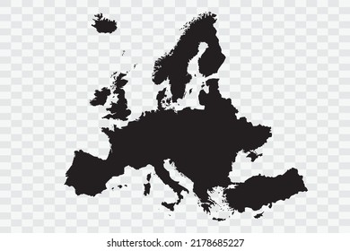 Europe Map black Color on White Background quality files  