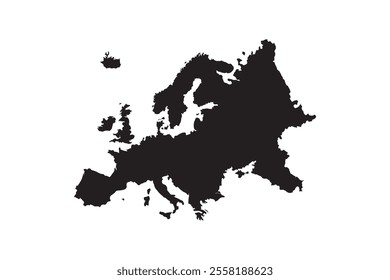 europe map in black silhouette style