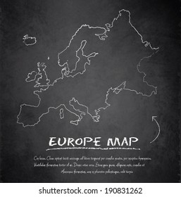 Europe map blackboard chalkboard vector