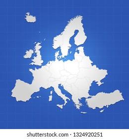 Europe map blue background