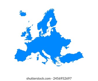 Europa mapa ilustración azul sobre un fondo blanco en estilo plano. Vector