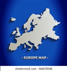 Europe map blue line 3D vector 
