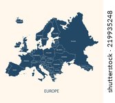 EUROPE MAP WITH BORDERS AND NAME OF THE COUNTRIES  illustration vector